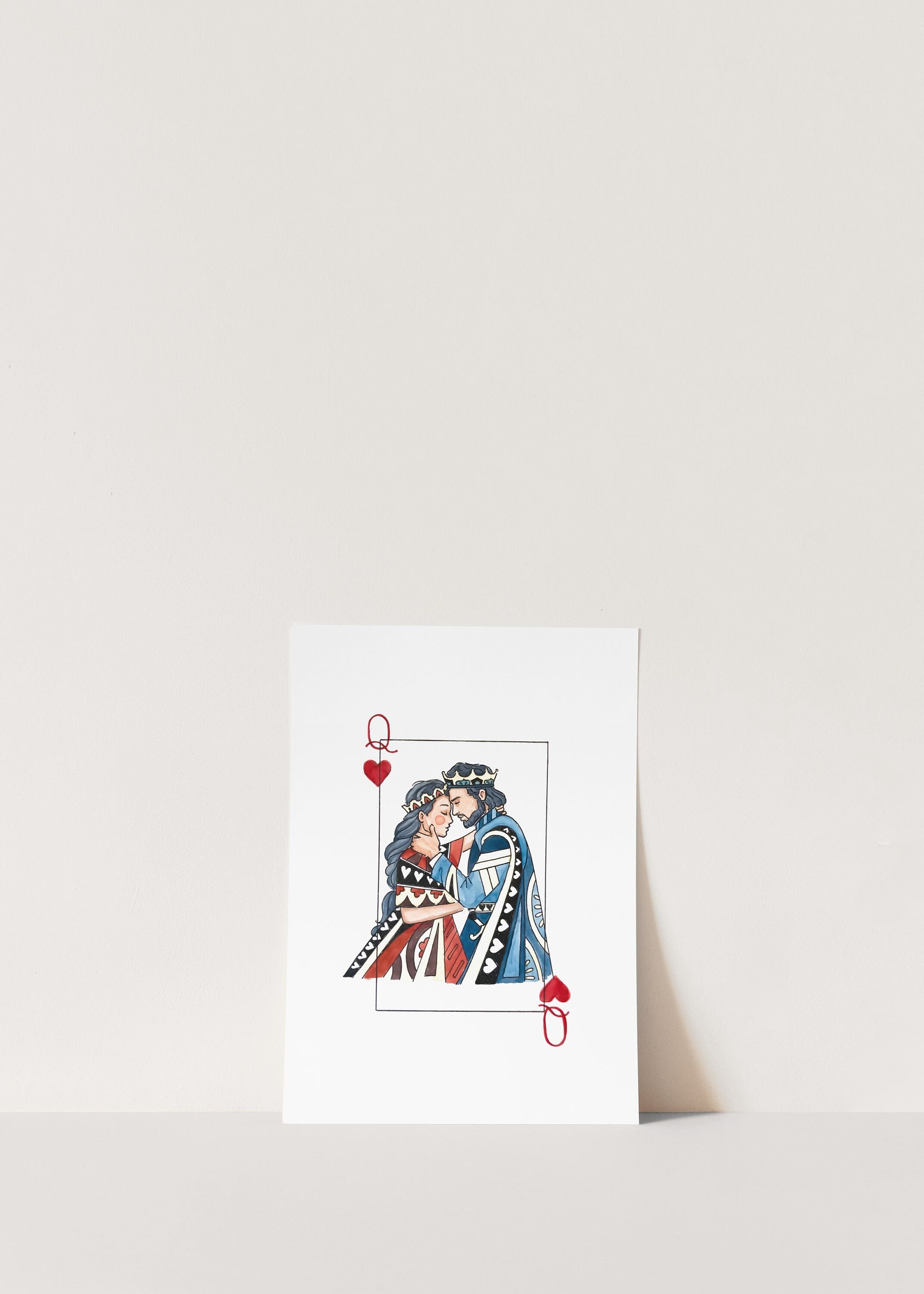 King and Queen Wall Art | Watercolor Illustration | 8x10" 5x7" Art Print | Valentines Gift | King & Queen Playing Cards | Wedding Gift
