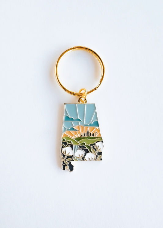 Alabama Soft Enamel Keychain | Alabama Outline Key Ring | Illustrated State Keychain 1.5"